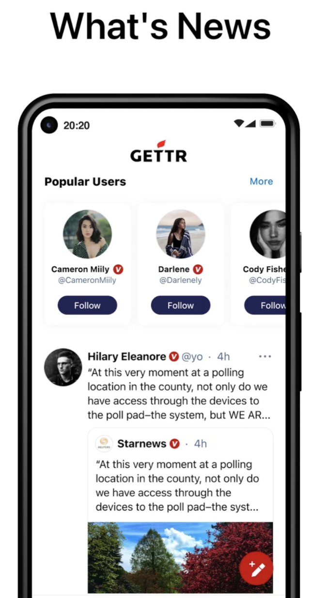 An example of the GETTR app